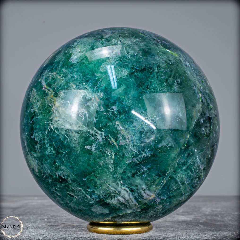 Φυσική ημιδιαφανής πράσινη φθορίτης σφαίρα- 2821.01 g #4.3