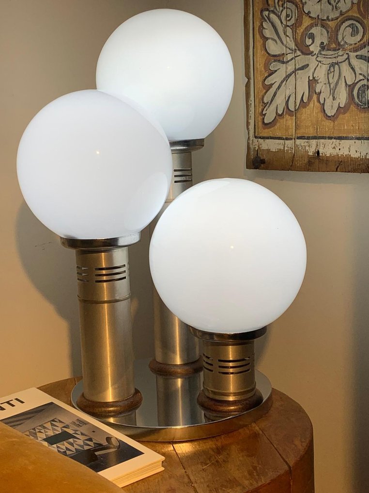 Table lamp - Steel, Opaline Glass - Large Sizes - Space Age Model #3.2