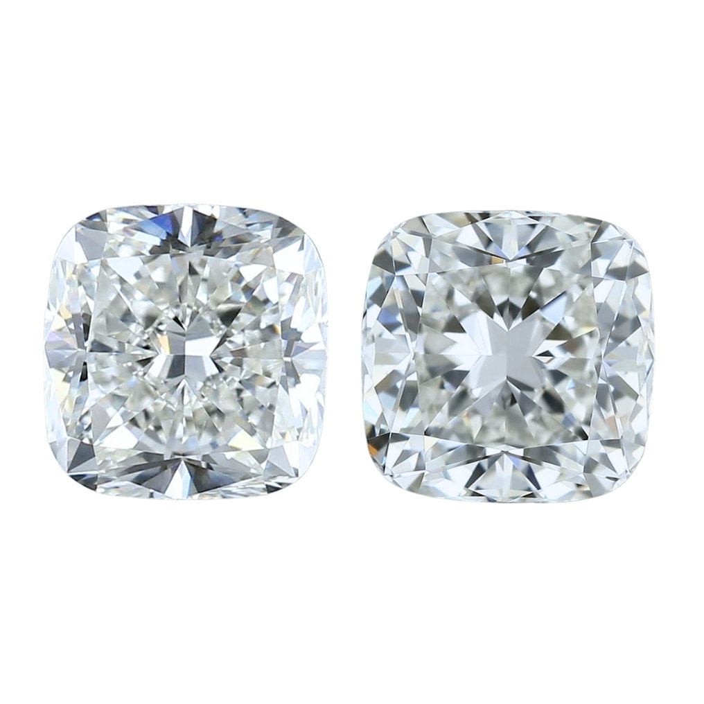 2 pcs 鑽石 (天然) - 3.17 ct - 枕形 - H(次於白色的有色鑽石) - IF - 國際寶石學院(International Gemological Institute (IGI)) - 精彩搭档 #1.0