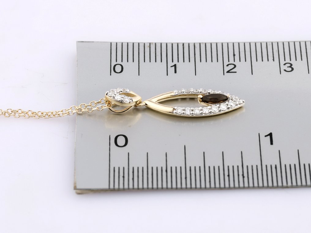 吊坠项链 - 14K包金 黄金 -  0.37ct. tw. 石英 - 钻石 #4.3