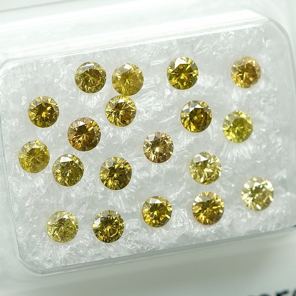 19 pcs Diamant  (Fargebehandlet)  - 1.04 ct - VS1, I1 - Edelstensrapport Antwerpen (GRA) #3.2