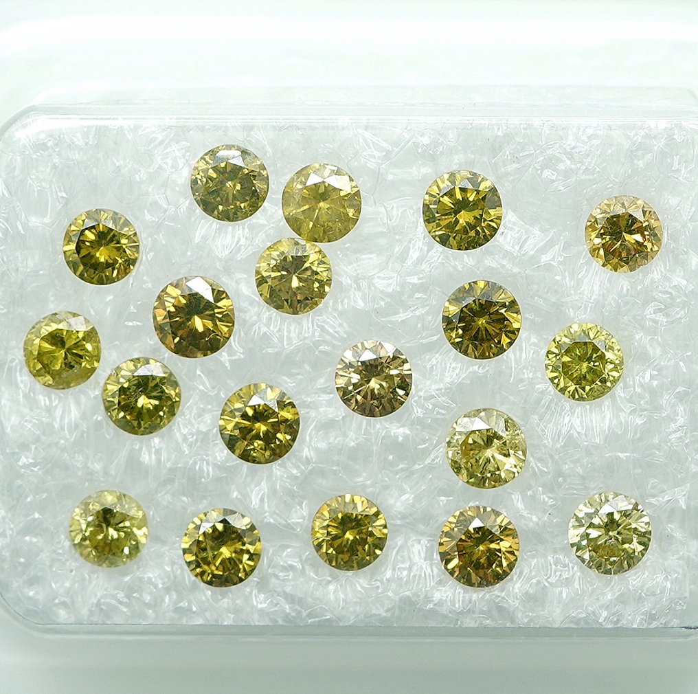 19 pcs Diamant  (Fargebehandlet)  - 1.04 ct - VS1, I1 - Edelstensrapport Antwerpen (GRA) #2.1