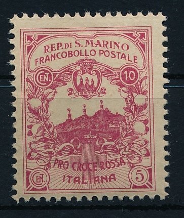 聖馬力諾 1916 - 紅十字會，均為未發行面值，完好無損，罕見！ - C.E.I. 50A+B #3.2