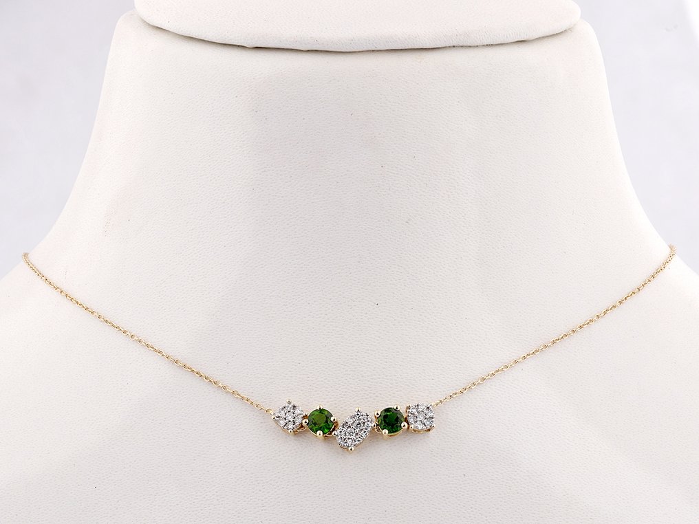 Ketting met hanger - 14 karaat Geel goud -  0.78ct. tw. Diamant (Natuurlijk)  #1.0