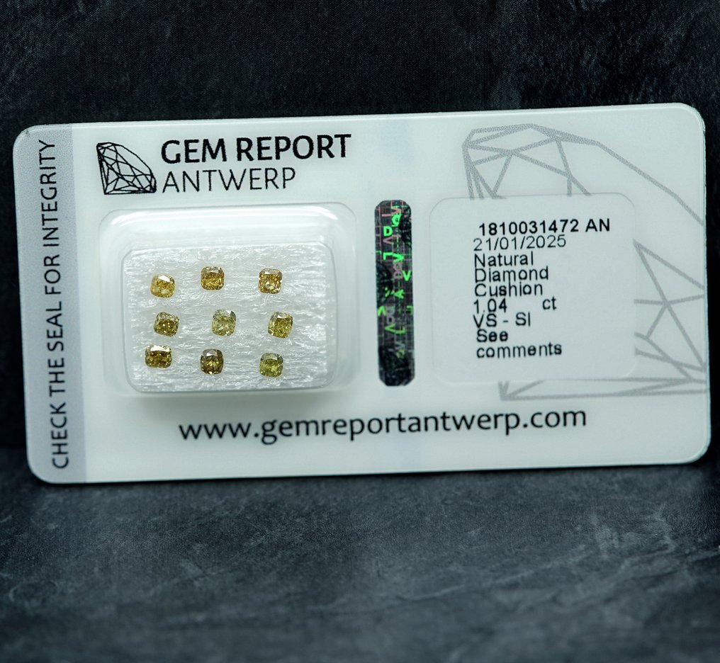 9 pcs Διαμάντι  (Φυσικό)  - 1.04 ct - VS1, SI1 - Gem Report Antwerp (GRA) #1.0