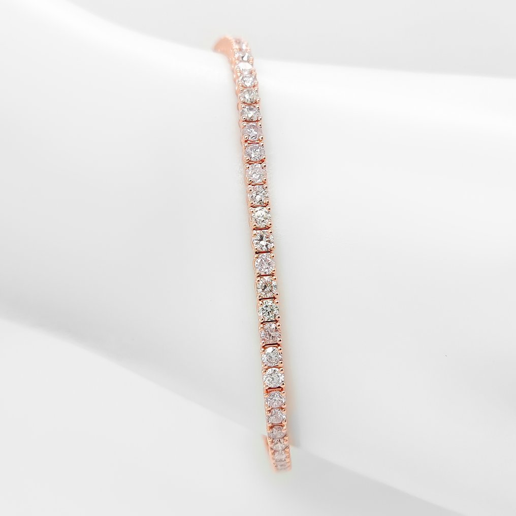 Rannekoru - 14 kt. Ruusukulta -  4.65ct. tw. Vaaleanpunainen Timantti (Luonnonvärinen) - IGI Certificate #3.2