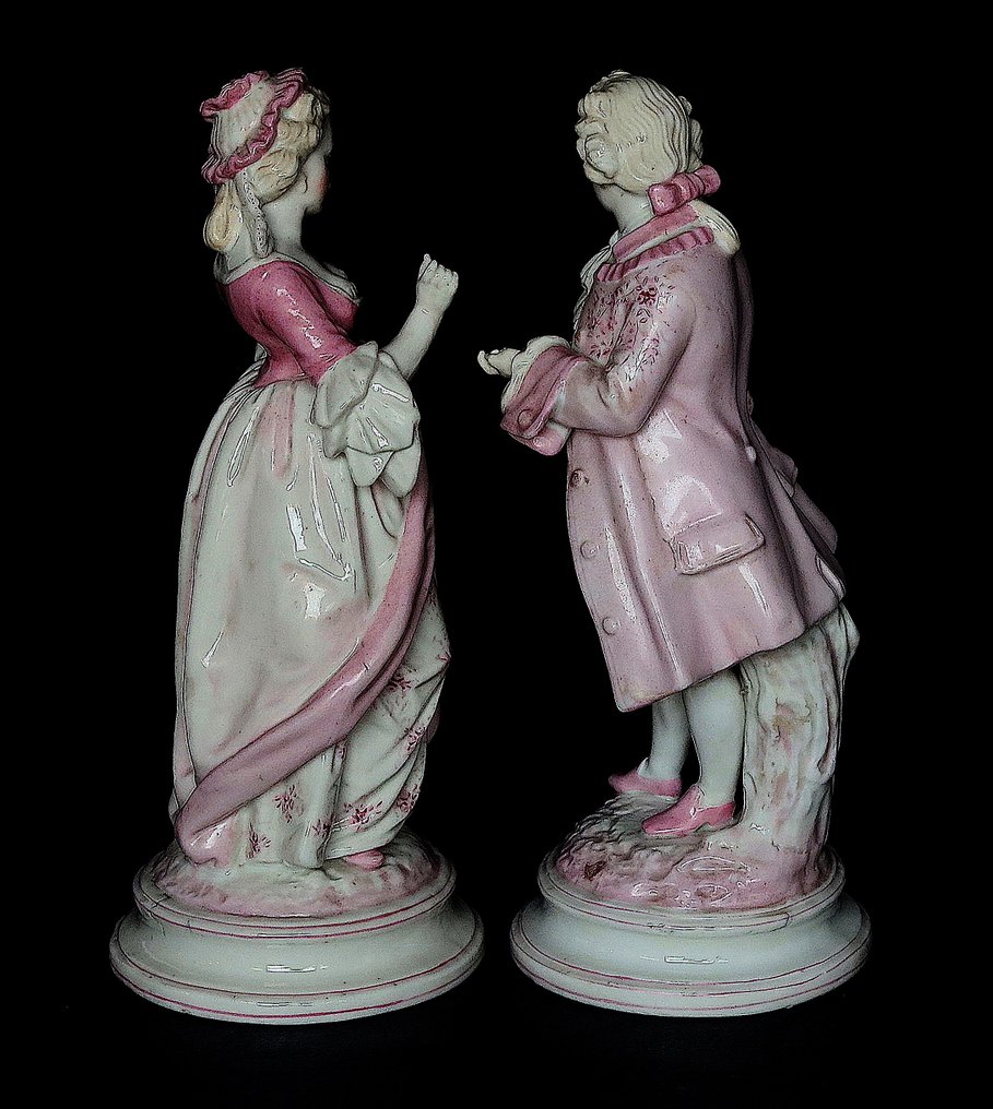 Sitzendorf, Antiche statuine - Gebrüder Voigt - Άγαλμα, “Coppia di giovani”. - 26 cm - Πορσελάνη #2.1