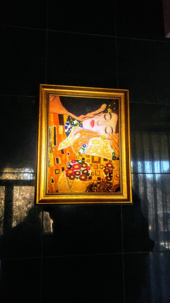 波罗的海琥珀 - 古斯塔夫·克里姆特的画作《吻》 - 琥珀 - Picture - 48 cm - 38 cm #3.2
