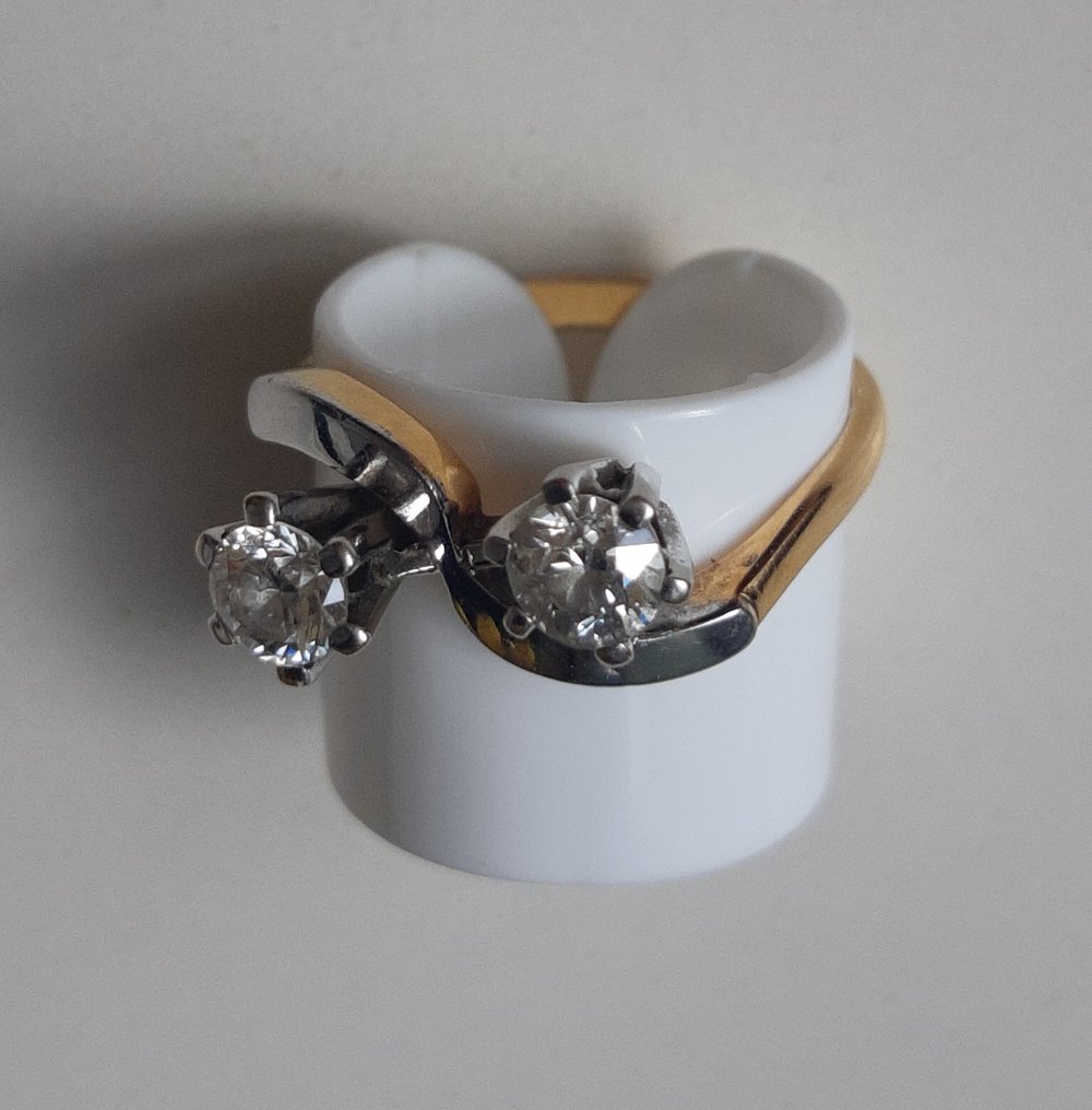 Βραδινό δαχτυλίδι - 18 καράτια Κίτρινο χρυσό, Λευκός χρυσός Διαμάντι (Φυσικό)  - Διαμάντι - Χειροποίητο - Μοναδικό μοντέλο #3.2