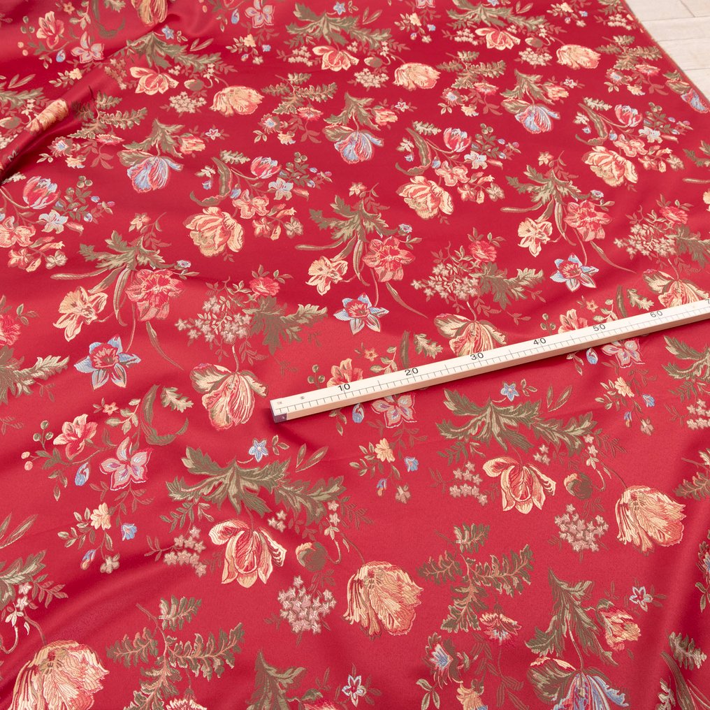 Magnificent Venetian Lampasso Bordeaux - Glossy and Chameleon - Upholstery fabric - 270 cm - 280 cm #4.3