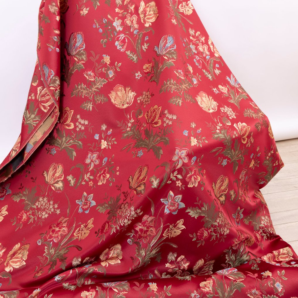 Magnificent Venetian Lampasso Bordeaux - Glossy and Chameleon - Upholstery fabric - 270 cm - 280 cm #1.0