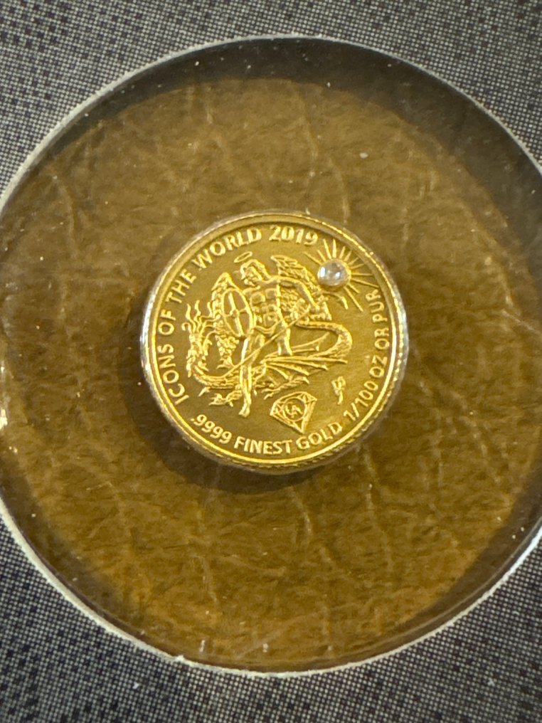 Rwanda. 10 Frw 2019 St. George mit Diamant 1/100 Oz (.999) (No reserve price) #1.0