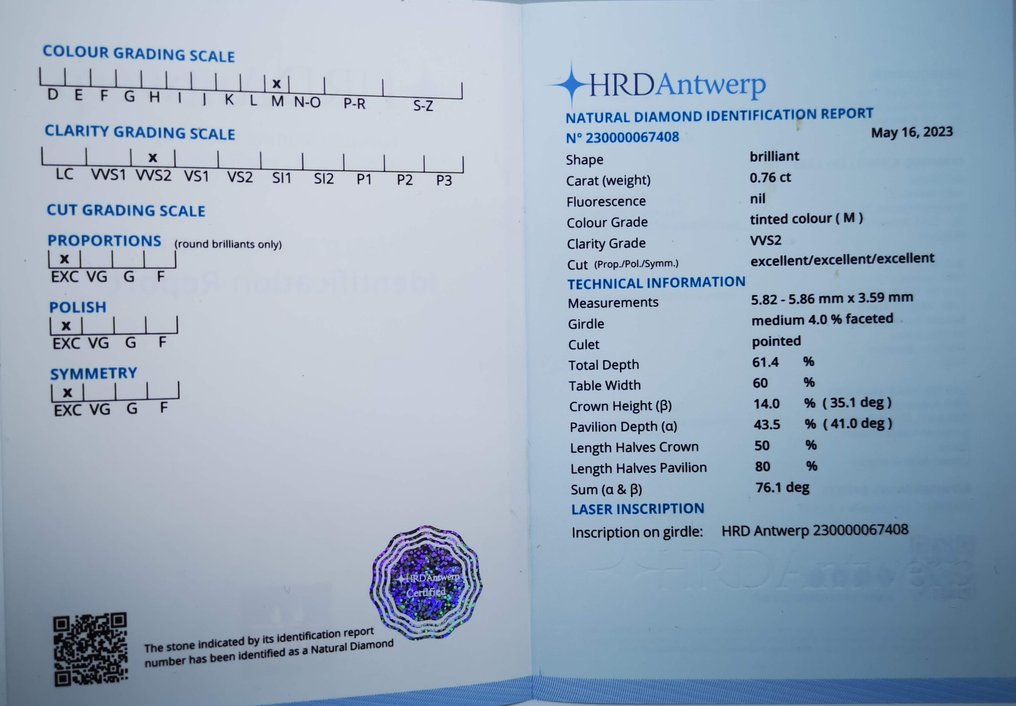 No reserve price - Ring - 18 kt. Rose gold -  0.76ct. tw. Diamond (Natural) - 0.76 ct VVS2 #4.3