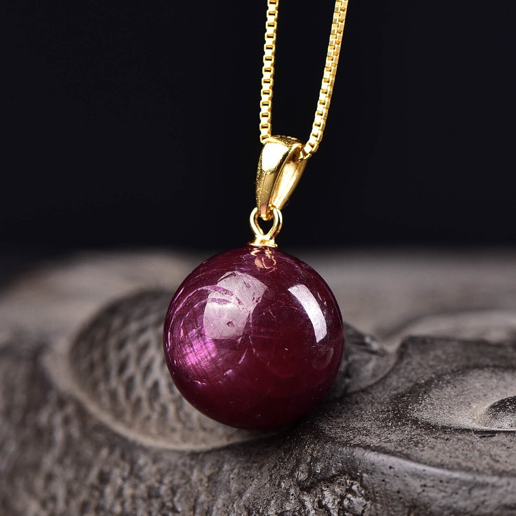 Fără rezervă - Certificat ALGT - Pandantiv din rubin natural - Inclusiv lanț de argint- 6.3 g #4.3