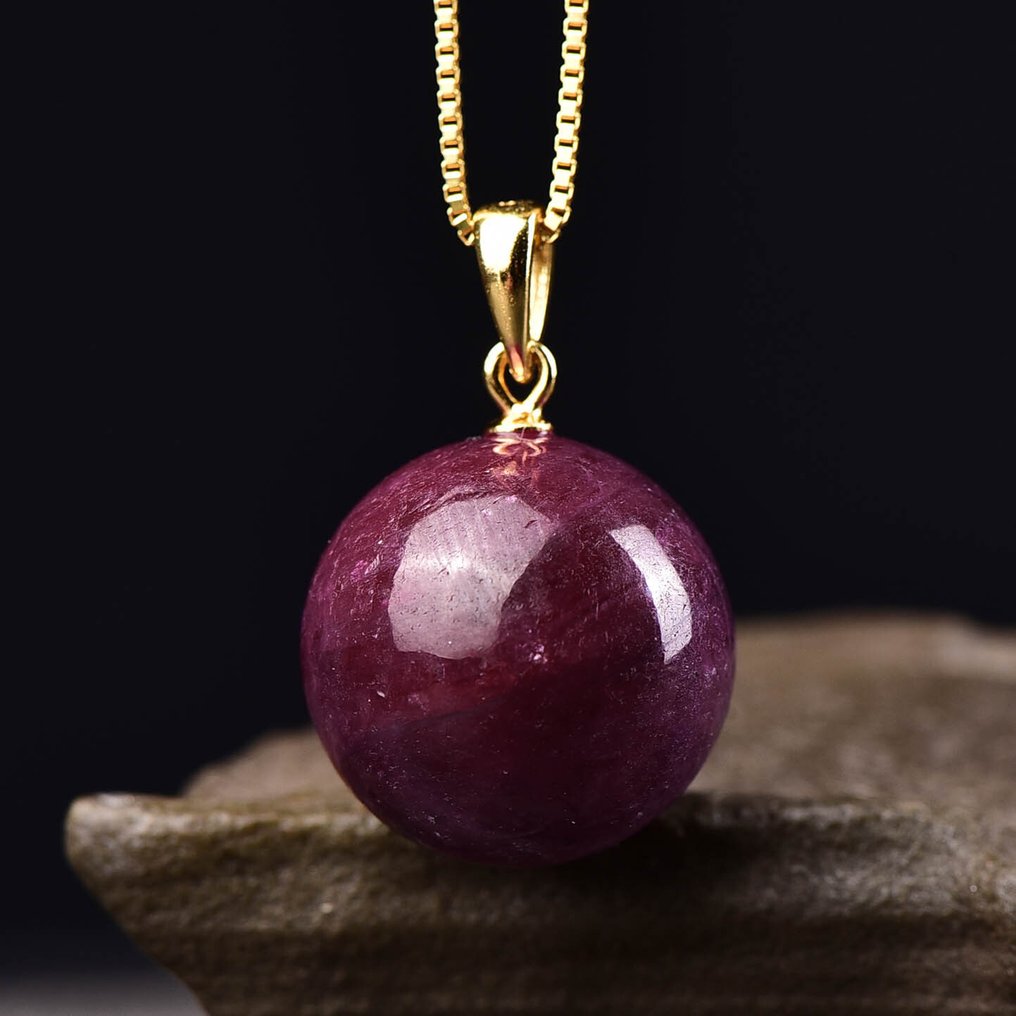 Fără rezervă - Certificat ALGT - Pandantiv din rubin natural - Inclusiv lanț de argint- 9.04 g #1.0