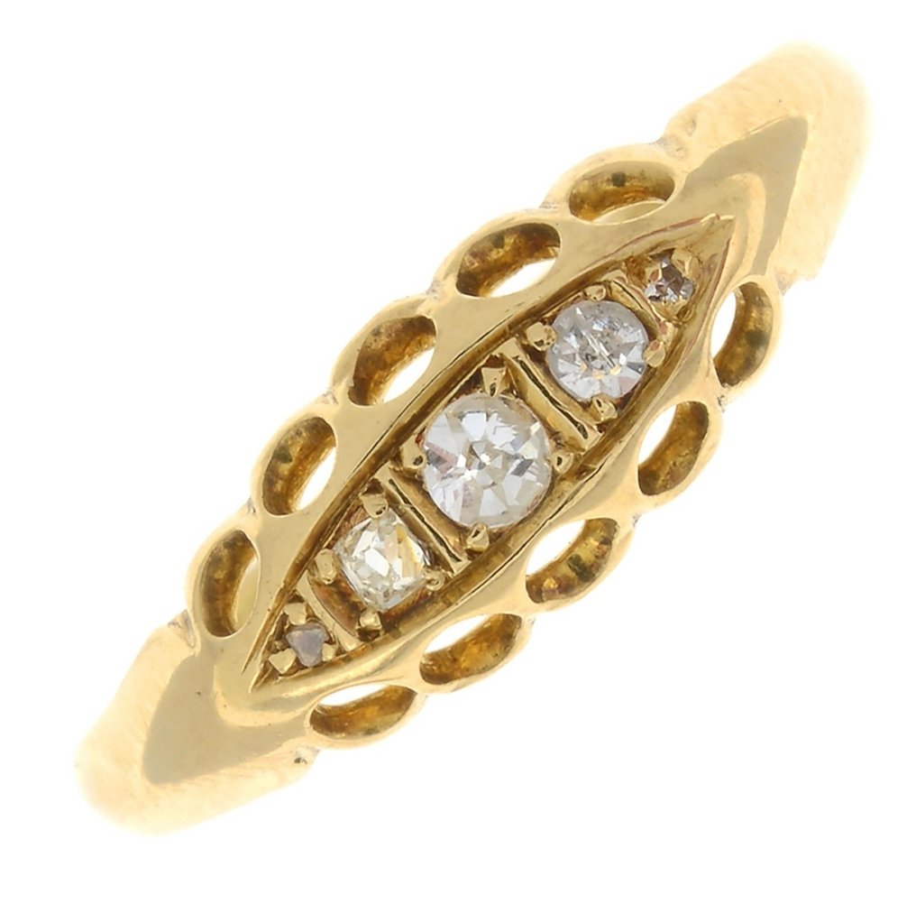 χωρίς τιμή ασφαλείας - Δαχτυλίδι - 18 καράτια Κίτρινο χρυσό - Δαχτυλίδι με διαμάντια 18 καρατίων 1917. #3.2