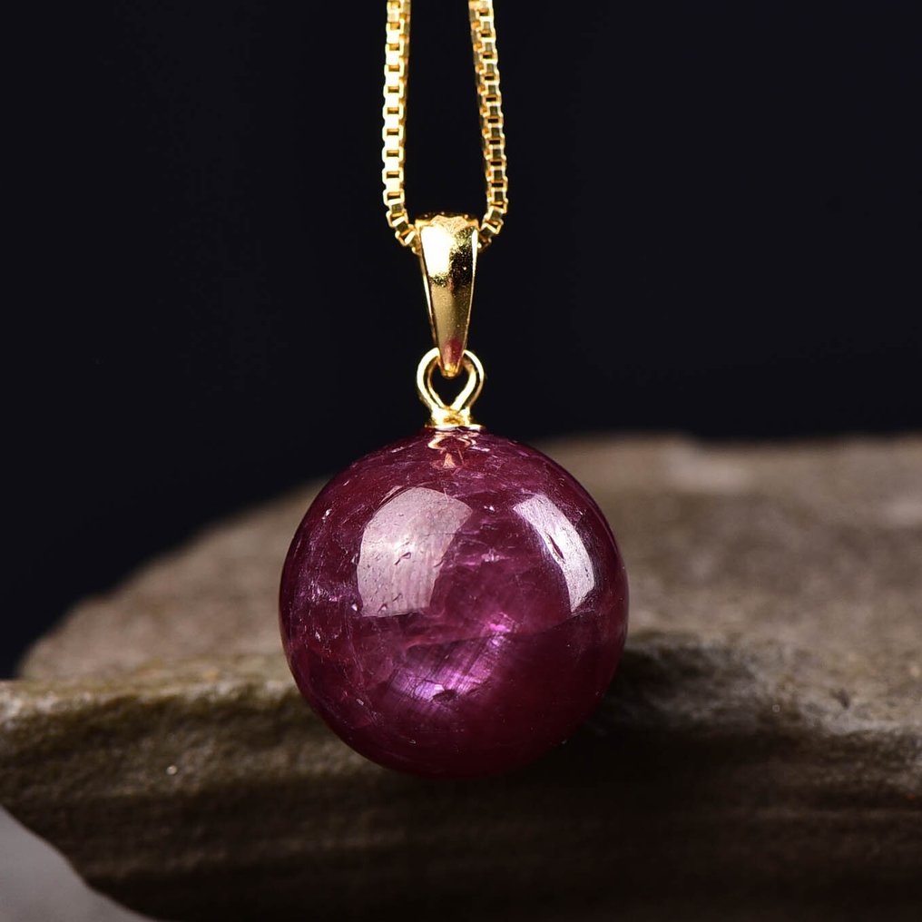 Fără rezervă - Certificat ALGT - Pandantiv din rubin natural - Inclusiv lanț de argint- 6.3 g #1.0