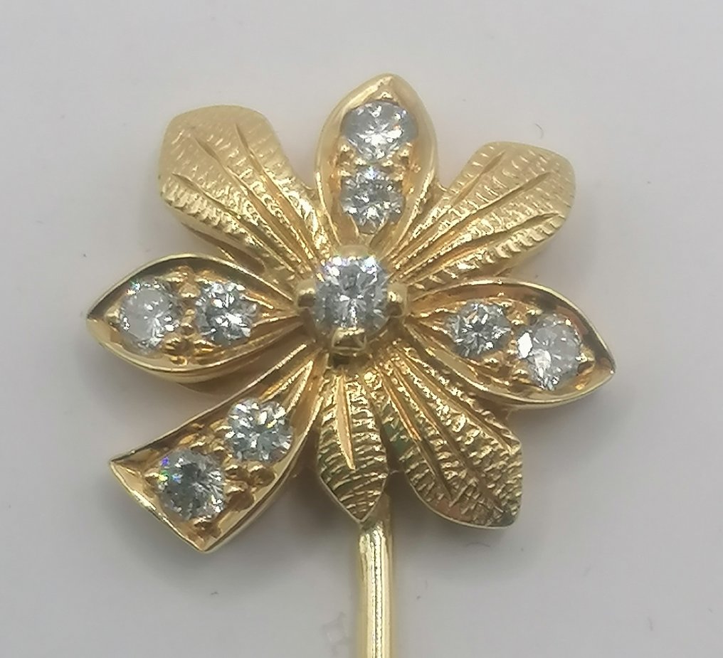 Κόσμημα καρφίτσα - 18 καράτια Κίτρινο χρυσό - 0.32ct. tw. Διαμάντι (Φυσικό) #1.0