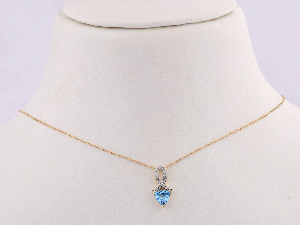 吊坠项链 - 14K包金 黄金 -  1.05ct. tw. 黄宝石 - 钻石 #3.2