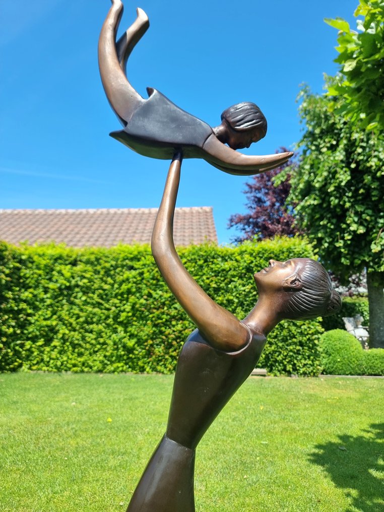 雕塑, Mother and child - 160 cm - 黄铜色 #2.1