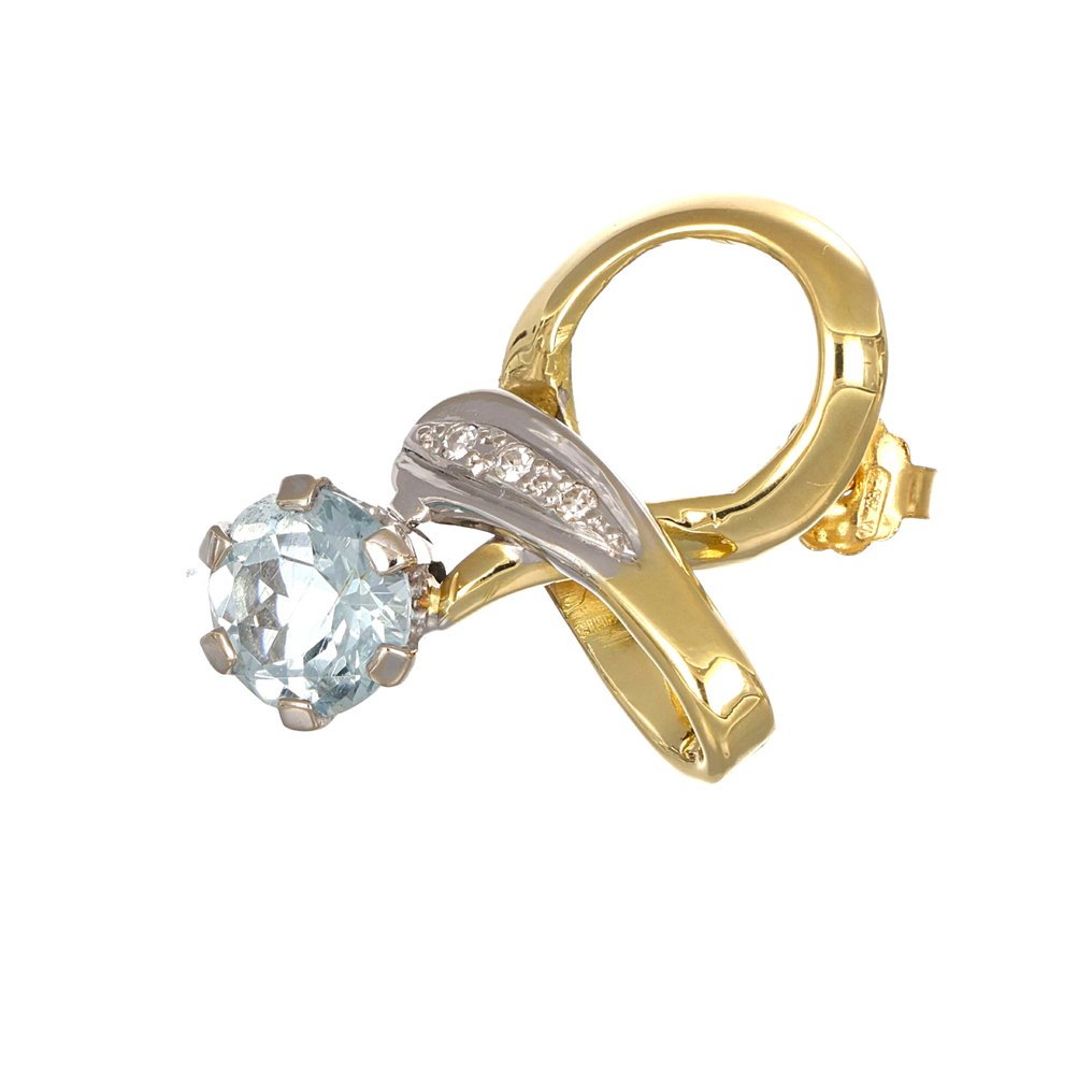 Σκουλαρίκια - 18 καράτια Λευκός χρυσός, Κίτρινο χρυσό - 6.10ct. tw. Ακουαμαρίνης - Διαμάντι #3.2