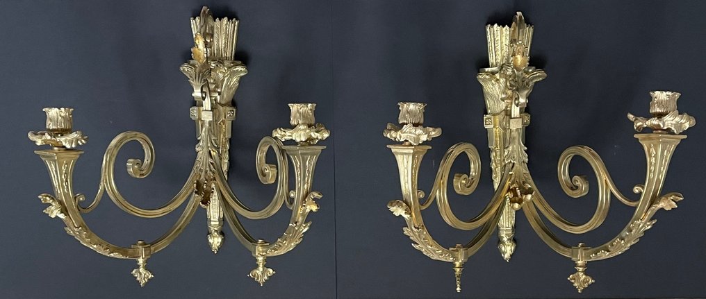 Lysestage (2) - Bronze - Væglysestage, stor størrelse, H. 44 cm #1.0