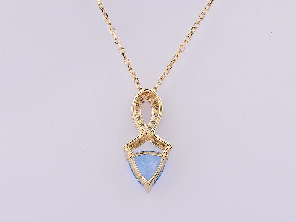 吊坠项链 - 14K包金 黄金 -  1.05ct. tw. 黄宝石 - 钻石 #1.0