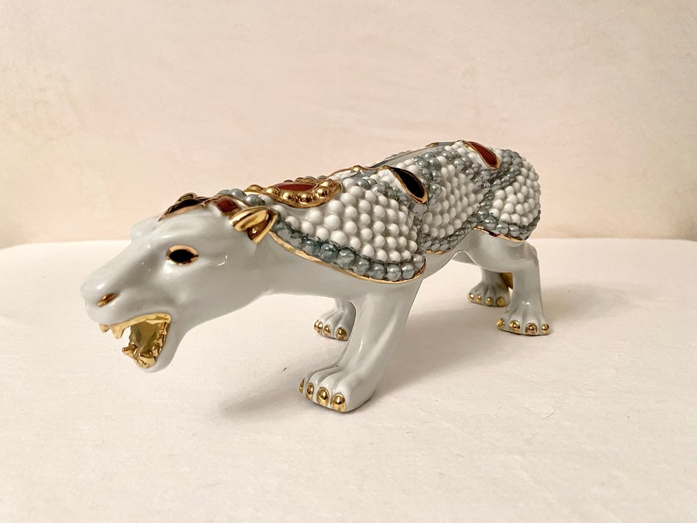 Herend - Statue, - Panther - 9 cm - Porcelain #1.0