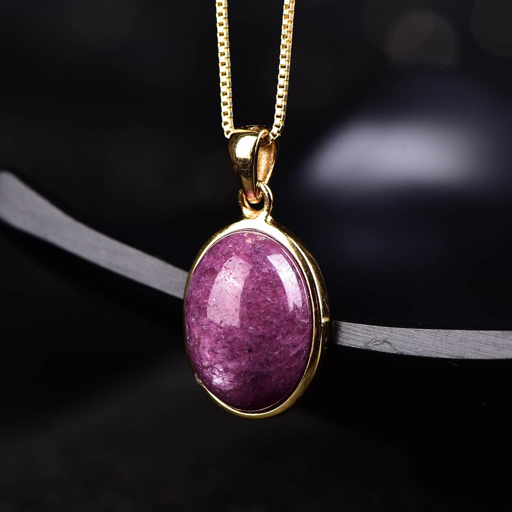 Fără rezervă - Certificat ALGT - Pandantiv din rubin natural - Inclusiv lanț de argint- 4.15 g #4.3