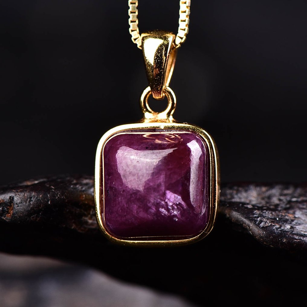 Nessuna Riserva - Certificato ALGT - Pendente in Rubino Naturale - Inclusa catena d'argento- 2.54 g #3.2