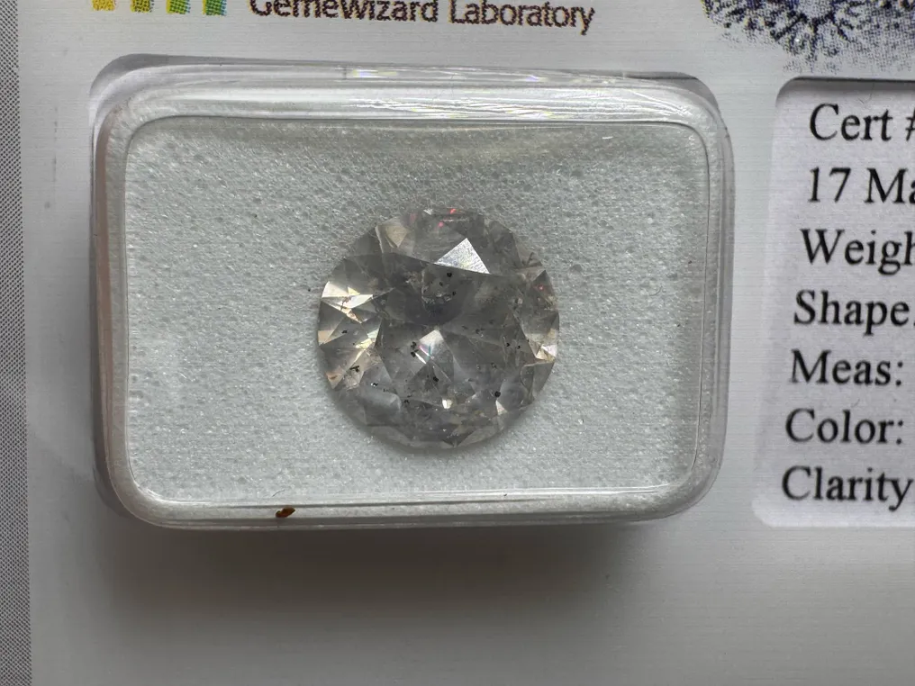 1 pcs 钻石 (天然) - 3.02 ct - 圆形 - G - I1 内含一级 - Gemewizard宝石实验室(GWLab) #3.2