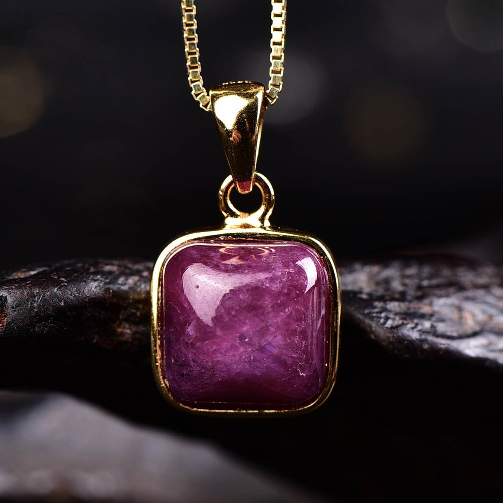 Nessuna Riserva - Certificato ALGT - Pendente in Rubino Naturale - Inclusa catena d'argento- 2.46 g #3.2