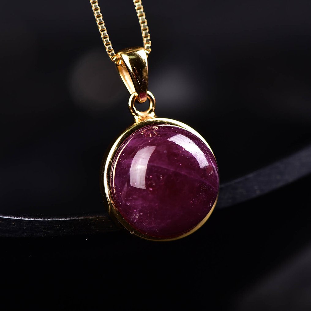 Fără rezervă - Certificat ALGT - Pandantiv din rubin natural - Inclusiv lanț de argint- 4.31 g #4.3