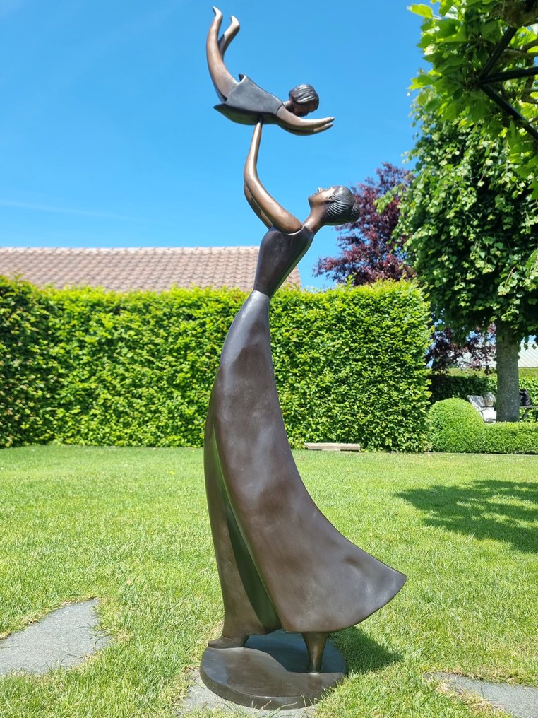 雕塑, Mother and child - 160 cm - 黄铜色 #1.0