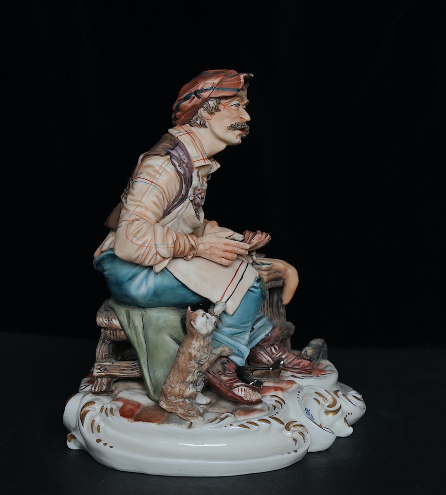 Capodimonte - Fiorenzo Meneghetti - 雕像, "Gruppo calzolaio e gatto” - 24 cm - 瓷器 #3.2