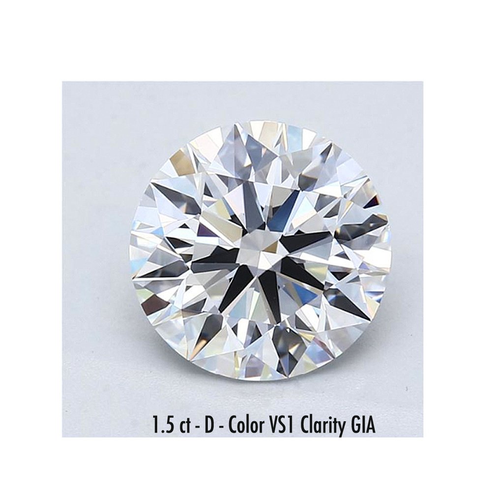 1 pcs 钻石  (经彩色处理)  - 1.50 ct - 圆形 白色 - VS1 轻微内含一级 - 美国宝石研究院（GIA） - 天然钻石D色 #2.1