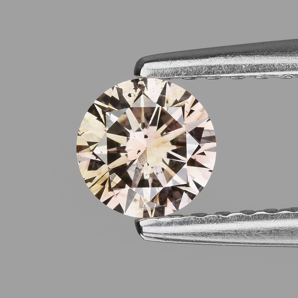没有保留价 - 1 pcs 钻石 (天然色彩的) - 0.46 ct - 圆形 - Light 棕色 - SI2 微内含二级 - 国际宝石研究院(IGI) #1.0