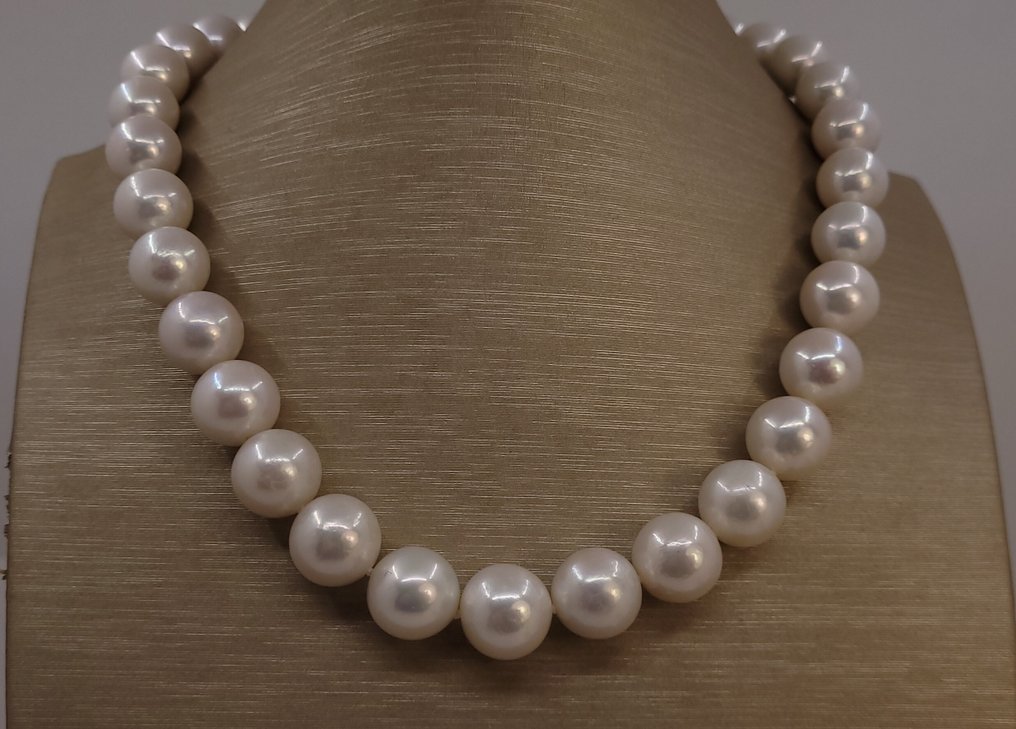 项链 - 14K包金 白金 - 11x13mm 爱迪生珍珠 #2.1