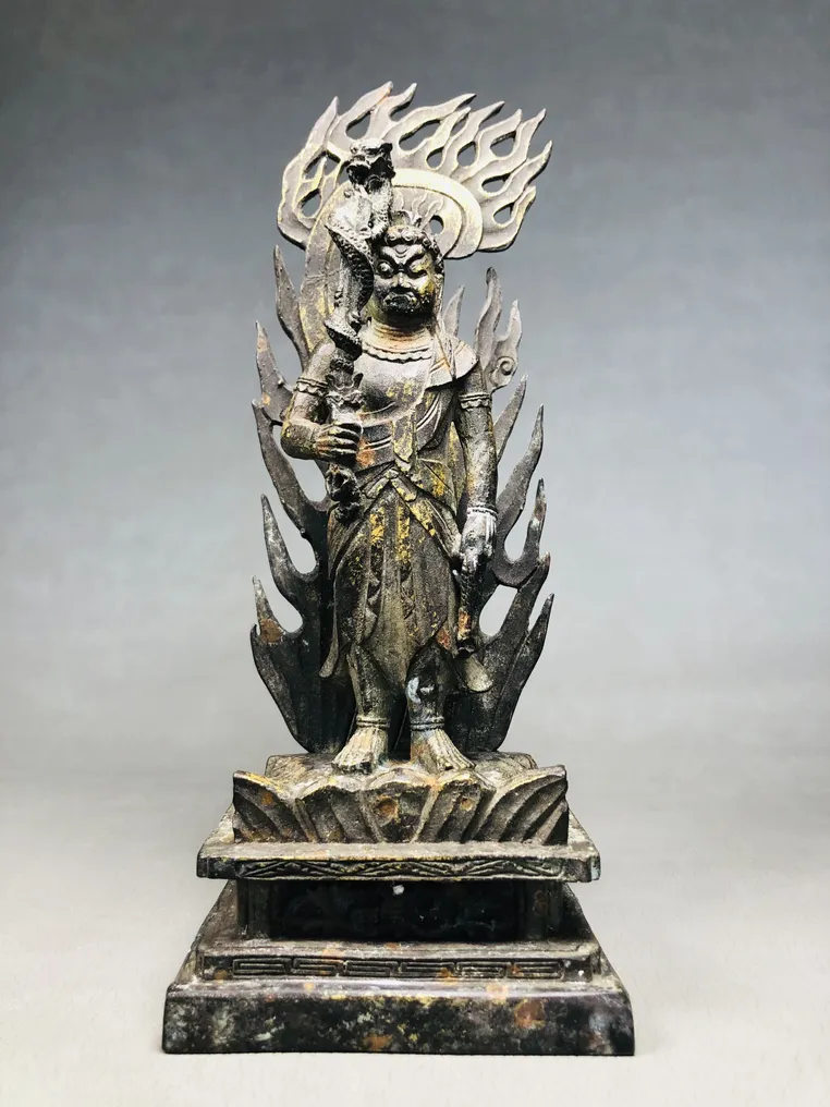 Statue of Fudō Myō-ō 不動明王, the compassionate Buddha who removes earthly desires and saves all people - Statue Bronze - Japan #1.2