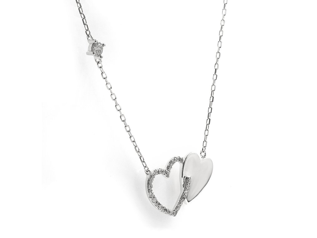 Κολιέ με μενταγιόν - 14 καράτια Λευκός χρυσός -  0.19ct. tw. Διαμάντι (Φυσικό)  #2.1