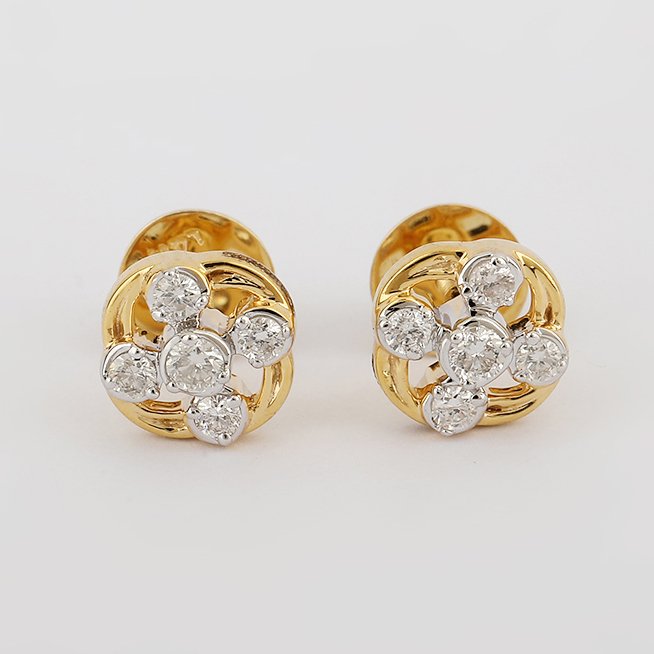 χωρίς τιμή ασφαλείας - Καρφωτά σκουλαρίκια - 14 καράτια Κίτρινο χρυσό - 0.26ct. tw. Διαμάντι (Φυσικό) - Χρυσά 14K σκουλαρίκια με διαμάντια #1.0