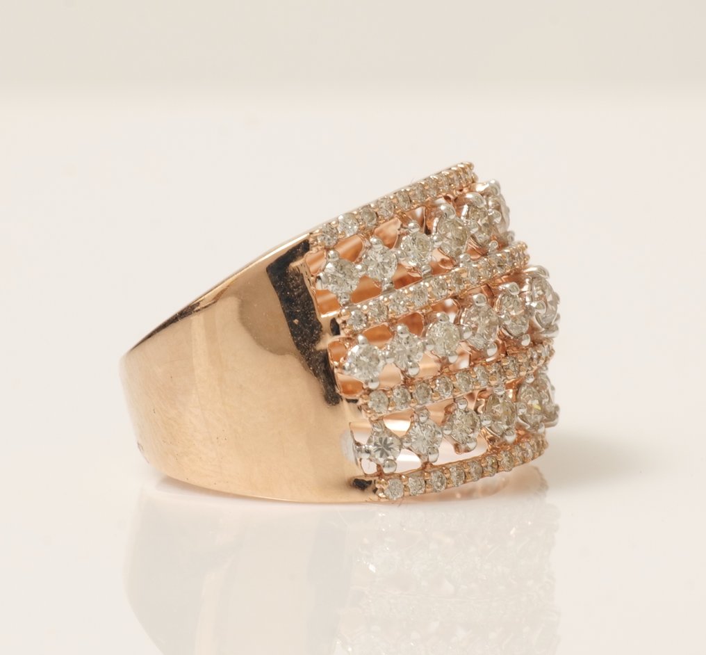 Statement δαχτυλίδι - 14 καράτια Ροζ χρυσό -  1.48ct. tw. Διαμάντι (Φυσικό) - Ορχήστρα γαμήλιου κοκτέιλ #1.0