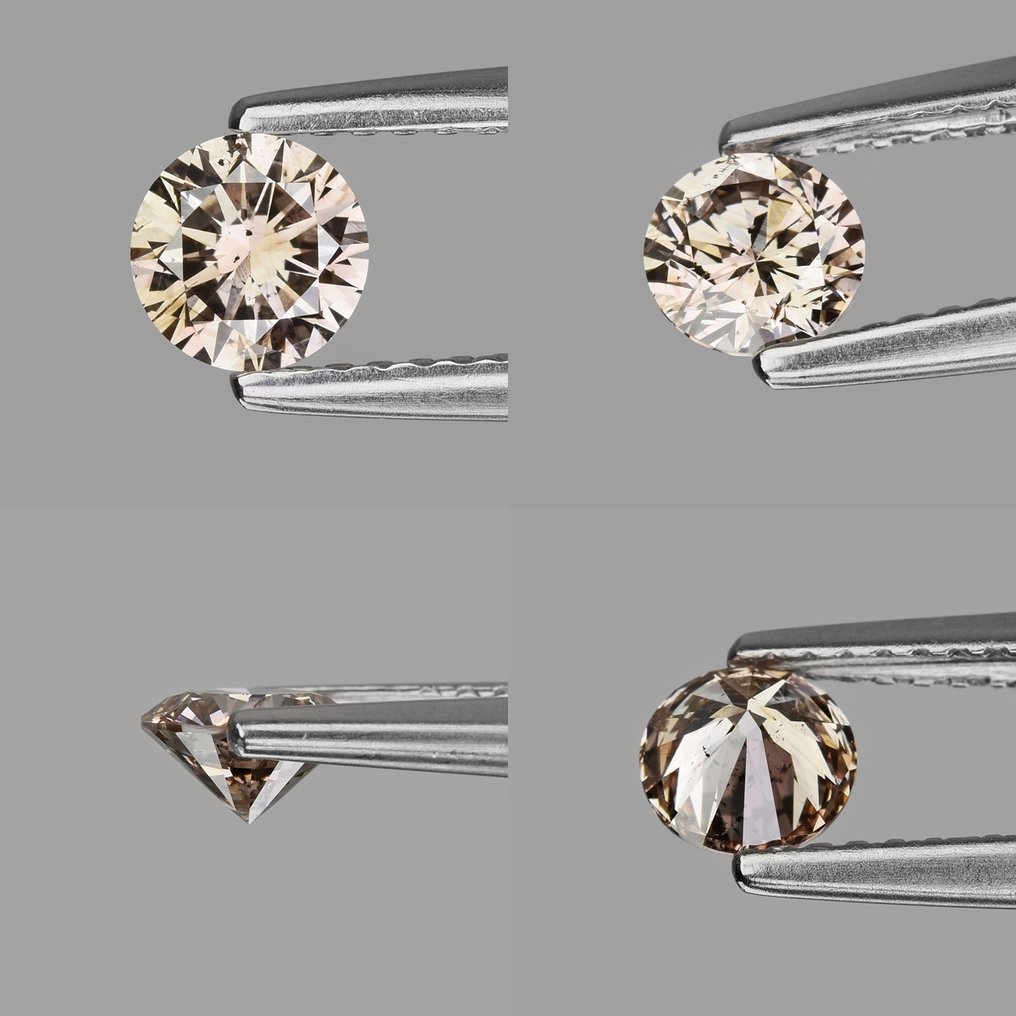 没有保留价 - 1 pcs 钻石 (天然色彩的) - 0.46 ct - 圆形 - Light 棕色 - SI2 微内含二级 - 国际宝石研究院(IGI) #4.3