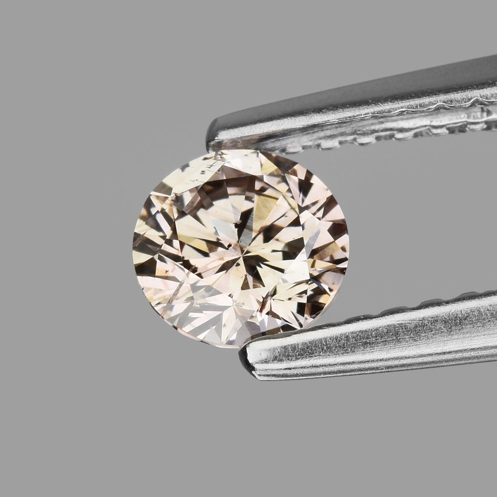 没有保留价 - 1 pcs 钻石 (天然色彩的) - 0.46 ct - 圆形 - Light 棕色 - SI2 微内含二级 - 国际宝石研究院(IGI) #1.0