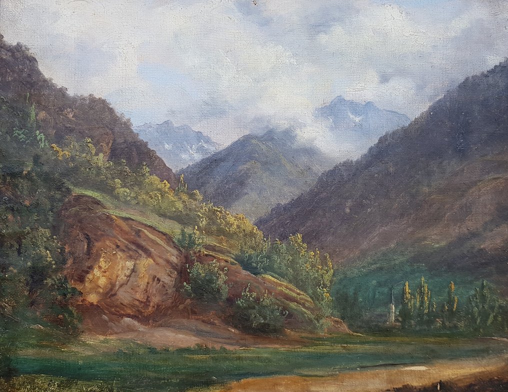 Théodore Rousseau (1812-1867), Follower of - Paysage de montagnes #1.0