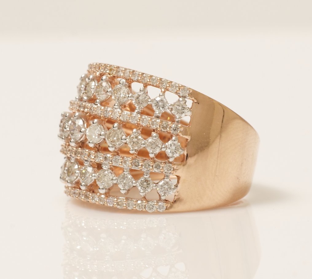 Statement δαχτυλίδι - 14 καράτια Ροζ χρυσό -  1.48ct. tw. Διαμάντι (Φυσικό) - Ορχήστρα γαμήλιου κοκτέιλ #2.1