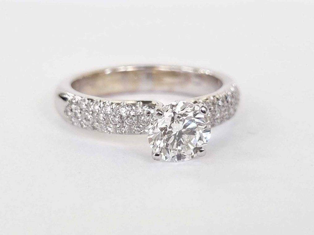 Δαχτυλίδι αρραβώνων - 18 καράτια Λευκός χρυσός -  1.13ct. tw. Διαμάντι (Φυσικό) #1.0