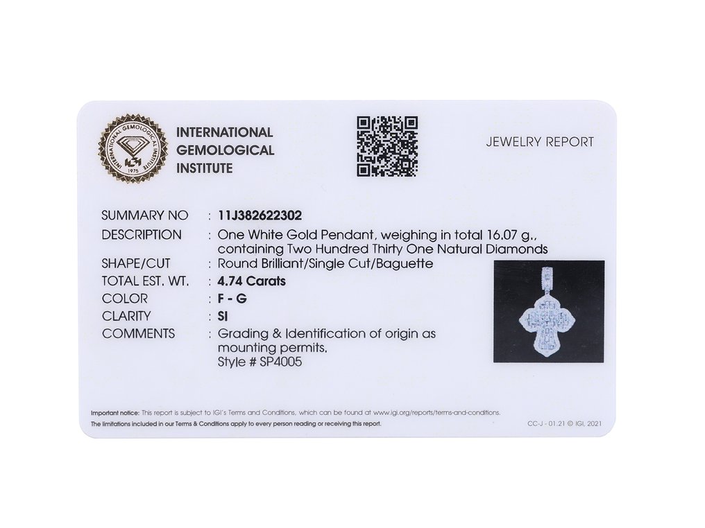 Κρεμαστό κόσμημα - 18 καράτια Λευκός χρυσός -  4.74ct. tw. Διαμάντι (Φυσικό) #4.3