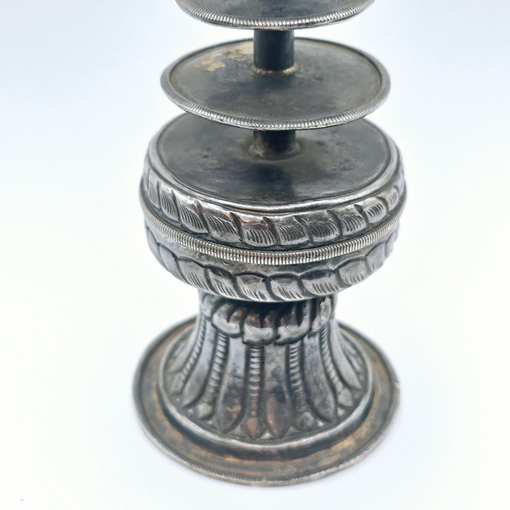 古缅甸 银 优雅的祈愿塔式护身符 - 165 mm #3.2