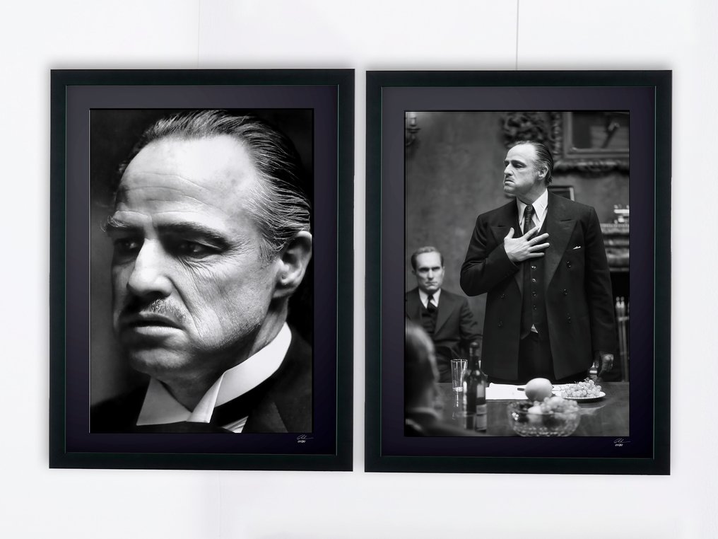 Dual - Marlon Brando - Iconic Legend - 2 X Fine Art Photography - Luxury Wooden Frame 70X50 cm - Limited Edition 03 of 30 - Serial Duo1004 - Original Certificate (COA), Hologram - 100% New. Shipping Reduction from 3 items #1.0